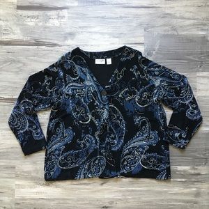 Chico’s Travelers Size 3 Glitter Printed Cardigan